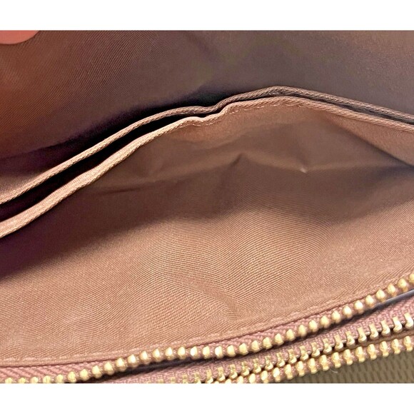 COACH Double Corner Zip Around Wristlet Brown Signature Coated Canvas - Picture 5 of 6
